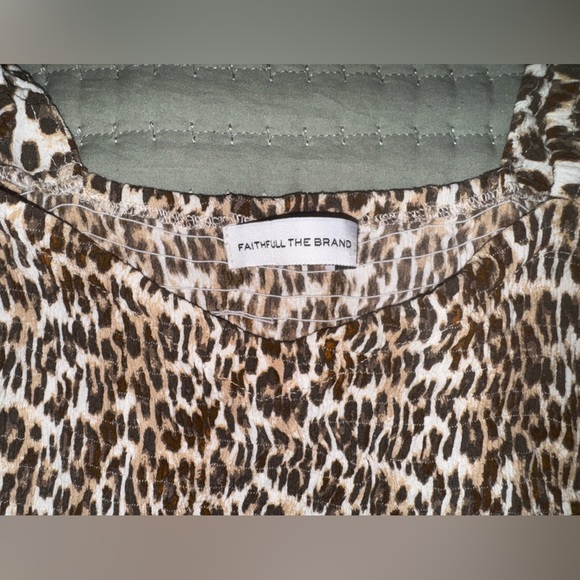 Faithfull the Brand Leopard Print Smocked Puff Sleeve Mini Dress. Size 2. EUC - Picture 10 of 13